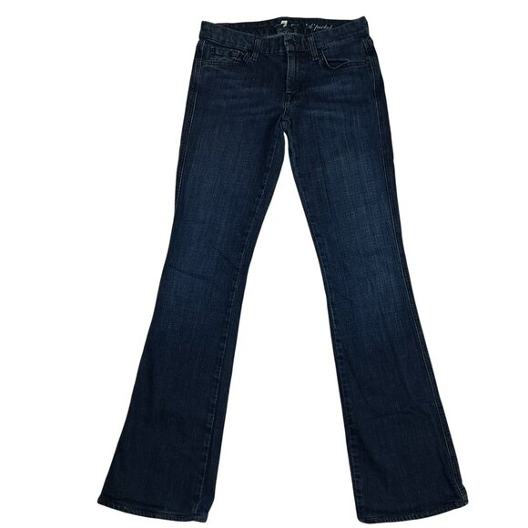 7 For All Mankind APocket Flare Dark Wash Jeans Womens Size 28 Denim Cotton Blen - Picture 2 of 12